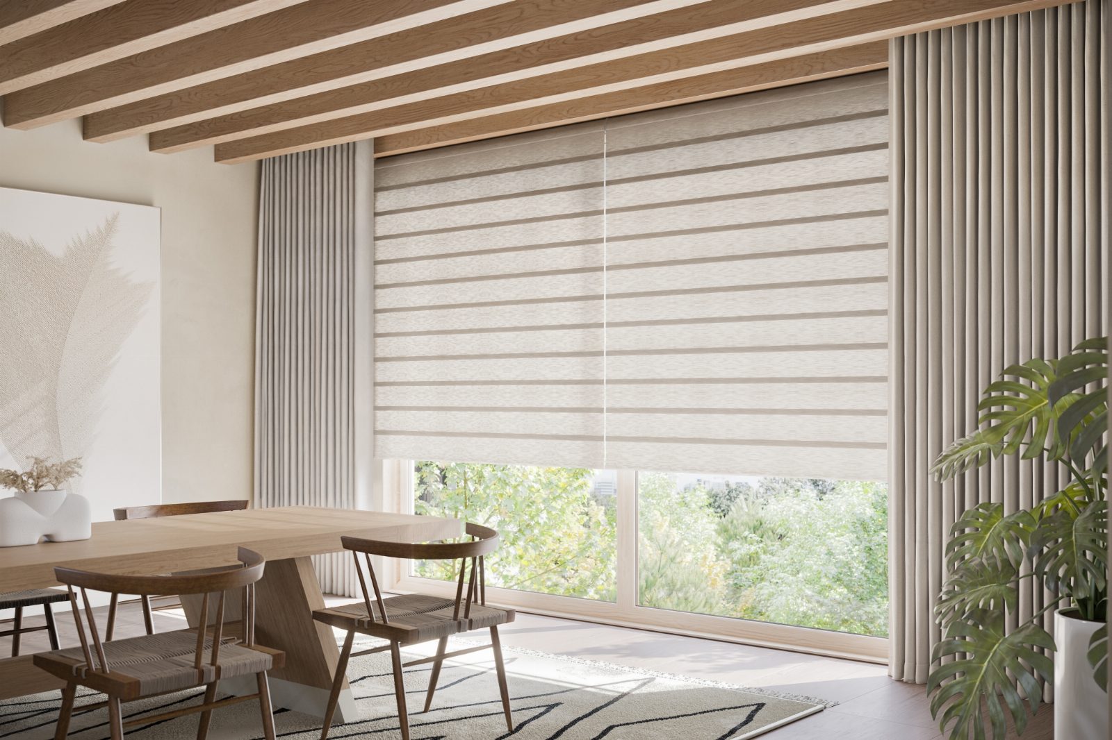 Vignette® Modern Roman Shades & Floor-Length Drapery