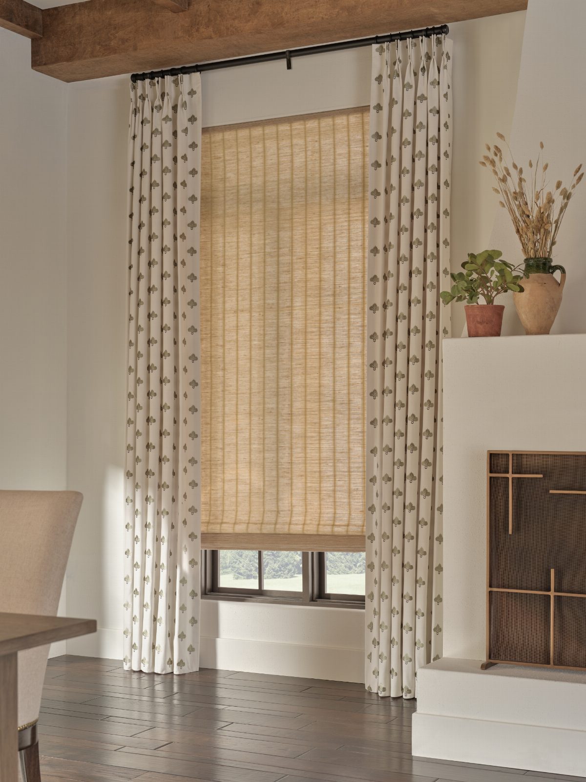 Provenance® Woven Wood Shades & Patterned Drapery